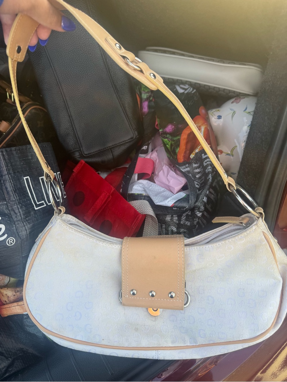 Women's Beige and Cream Shoulder Bag